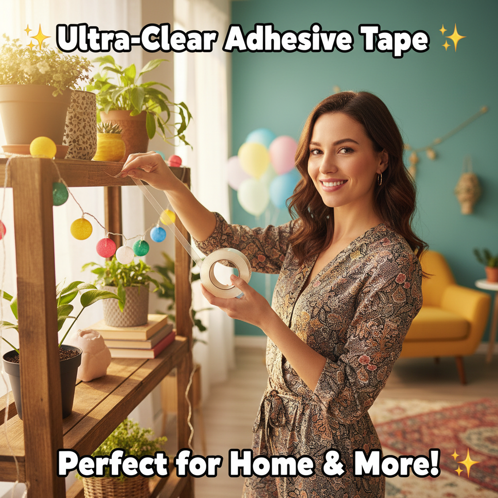 NovaBloom™ | ✨ Ultra-Clear Reusable Double Sided Tape - Perfect for Home & More! ✨