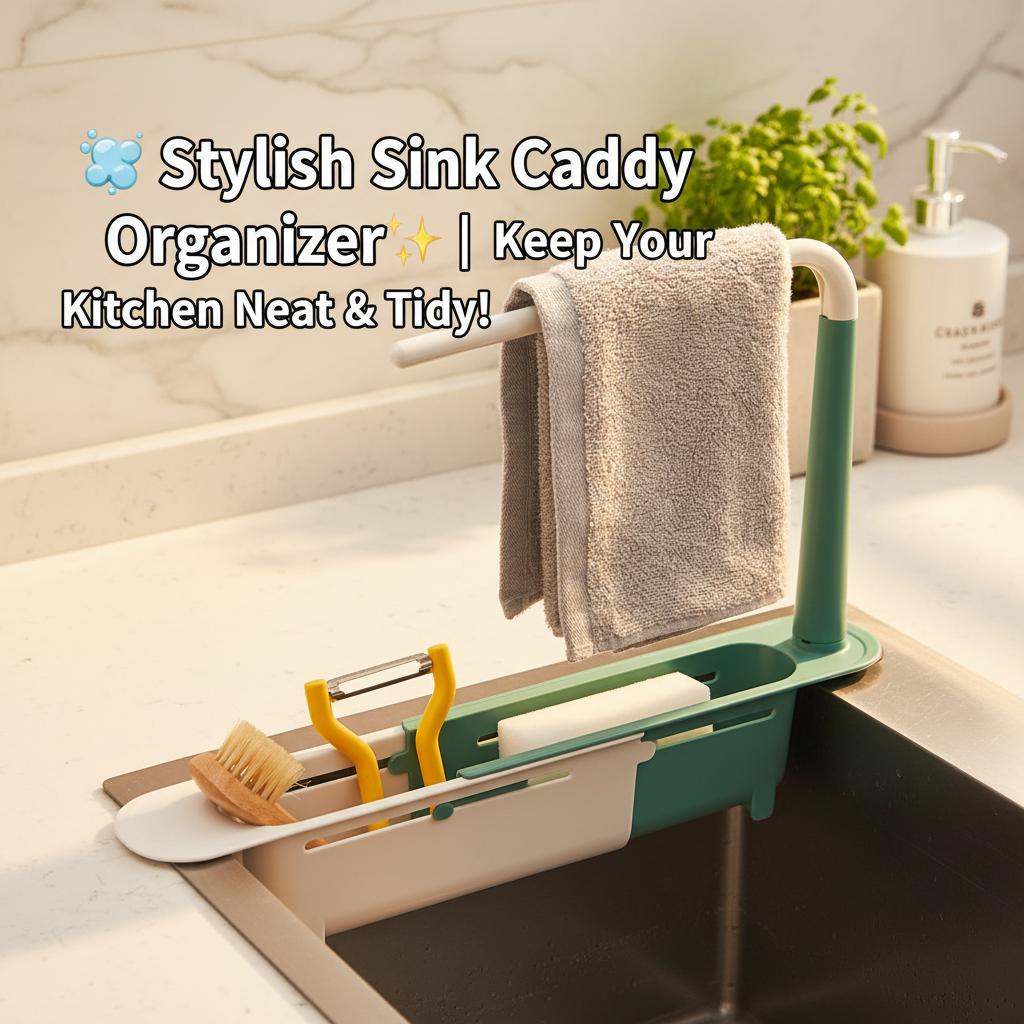 {Nova Bloom}| 🧼 Stylish Sink Caddy Organizer✨ | Keep Your Kitchen Neat & Tidy! Telescopic Sink Rack