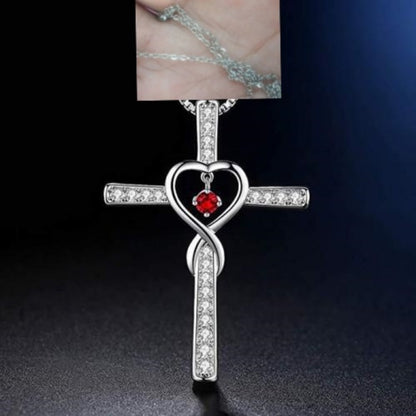 Infinity love cross pendant necklace detail shot