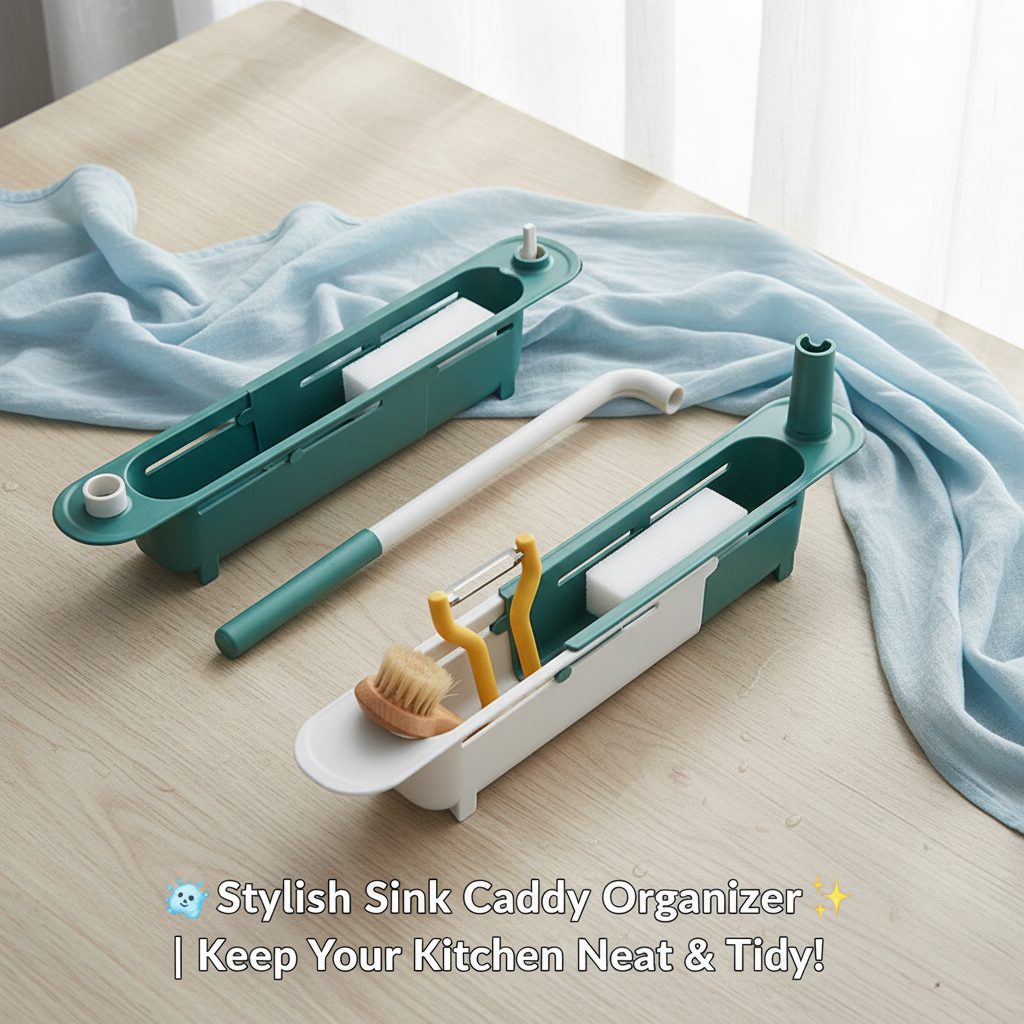{Nova Bloom}| 🧼 Stylish Sink Caddy Organizer✨ | Keep Your Kitchen Neat & Tidy! Telescopic Sink Rack