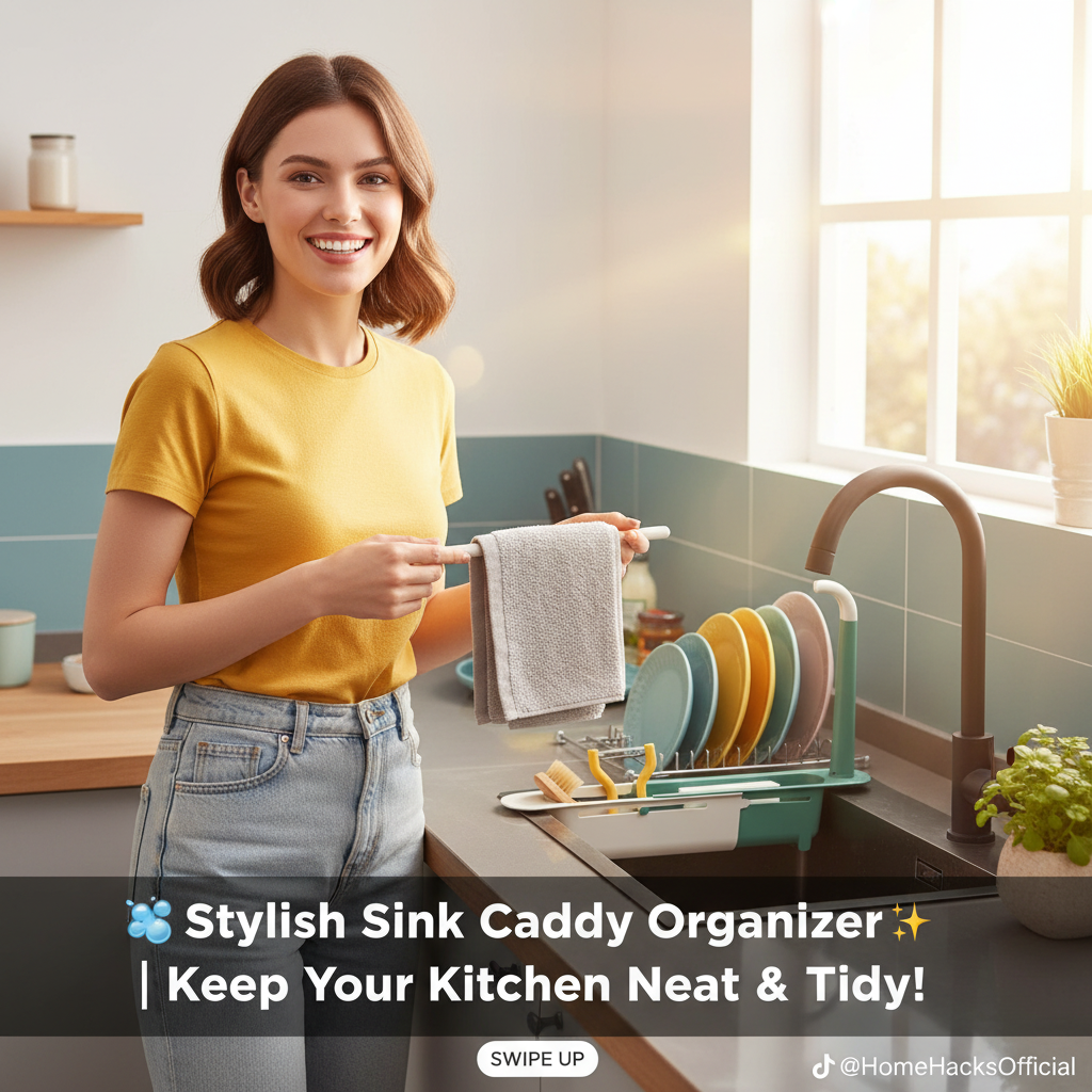 {Nova Bloom}| 🧼 Stylish Sink Caddy Organizer✨ | Keep Your Kitchen Neat & Tidy! Telescopic Sink Rack