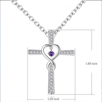 Birthstone crystal heart necklace for women