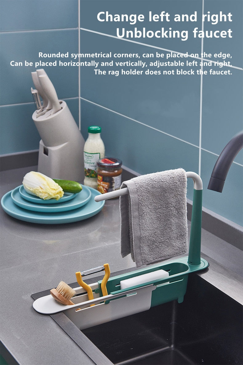 {Nova Bloom}| 🧼 Stylish Sink Caddy Organizer✨ | Keep Your Kitchen Neat & Tidy! Telescopic Sink Rack