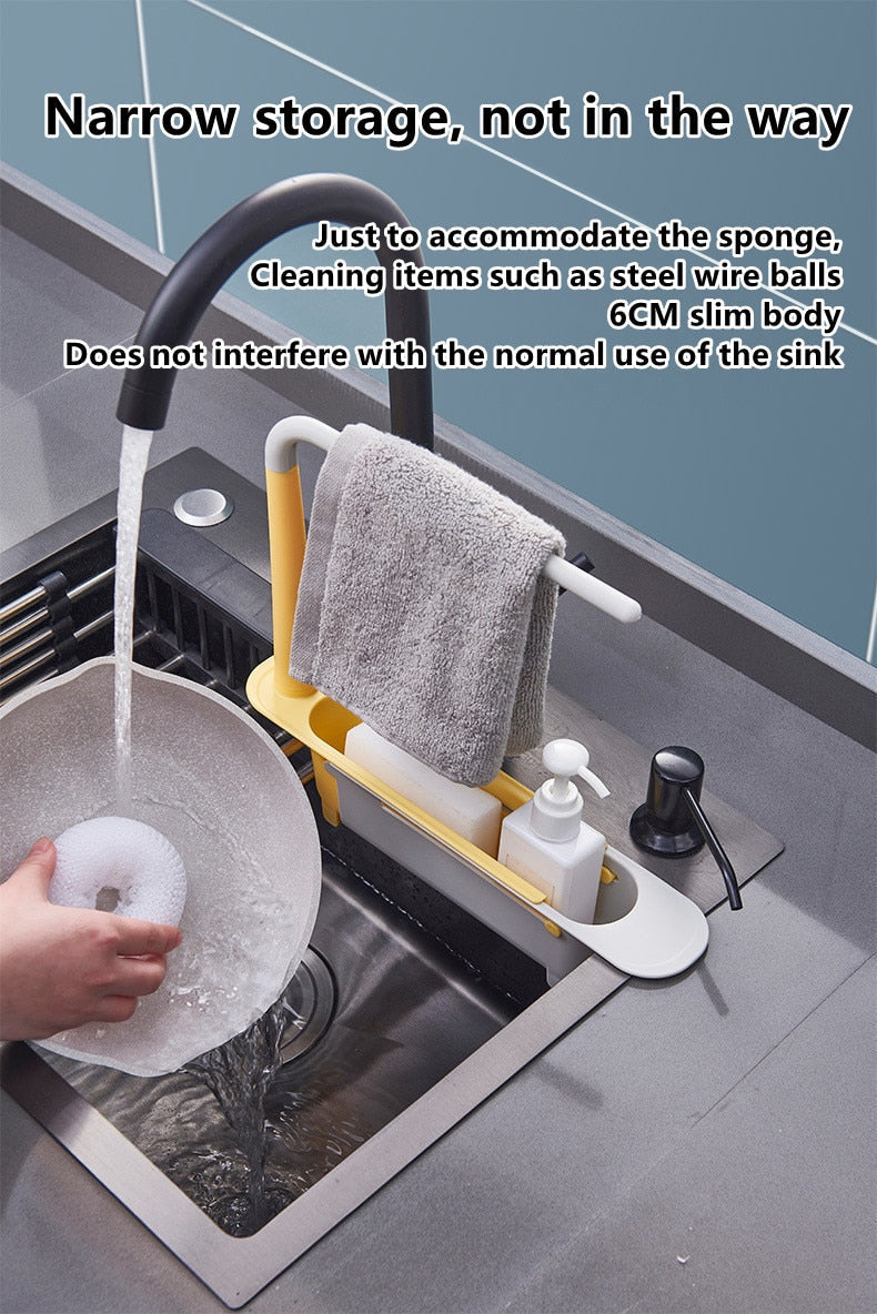 {Nova Bloom}| 🧼 Stylish Sink Caddy Organizer✨ | Keep Your Kitchen Neat & Tidy! Telescopic Sink Rack