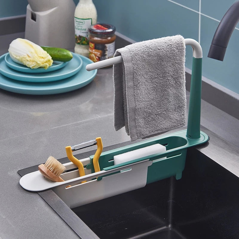 {Nova Bloom}| 🧼 Stylish Sink Caddy Organizer✨ | Keep Your Kitchen Neat & Tidy! Telescopic Sink Rack